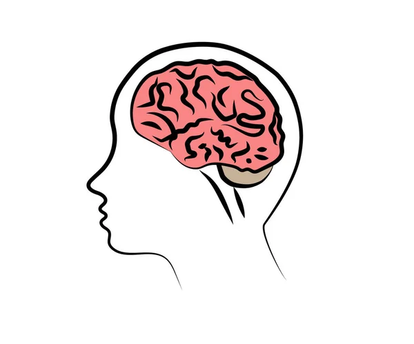 Ludzki Mózg Głowa Białym Tle Symbol Ilustracja Wektora — Wektor stockowy