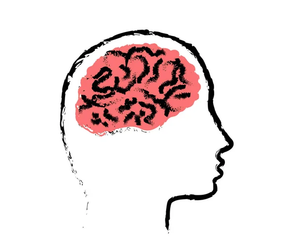 Человеческий Мозг Голова Белом Фоне Символ Векторная Иллюстрация — стоковый вектор