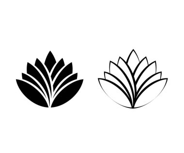 Beyaz arka planda çiçek açan nilüfer çiçeği. Siluet. Vektör illüstrasyonu.