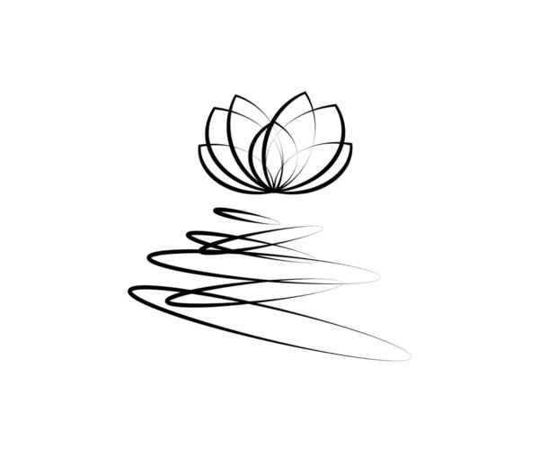 白い背景に蓮の花を咲かせます シルエット ベクターイラスト — ストックベクタ