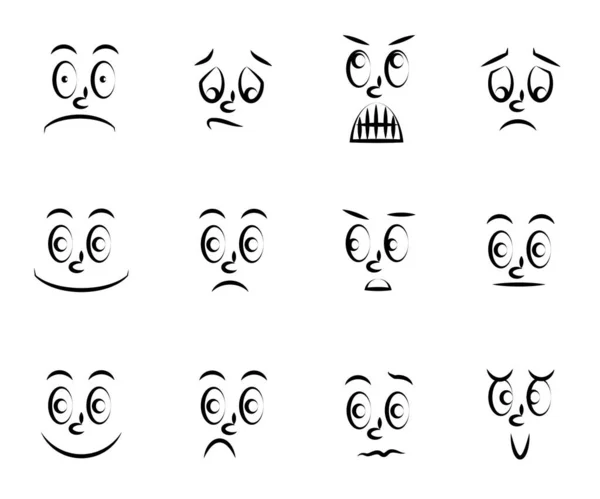 Conjunto Emoticonos Divertidos Varias Emociones Ilustración Vectorial — Vector de stock