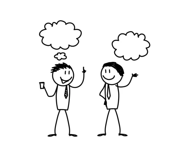 Dos Personas Trabajo Están Discutiendo Una Idea Boceto Ilustración Vectorial — Vector de stock