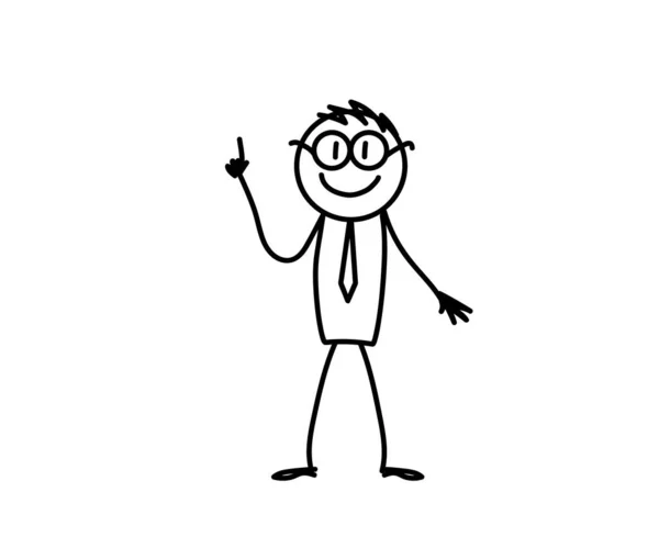Έξυπνος Άνθρωπος Λευκό Φόντο Σκίτσο Εικονογράφηση Διανύσματος — Διανυσματικό Αρχείο