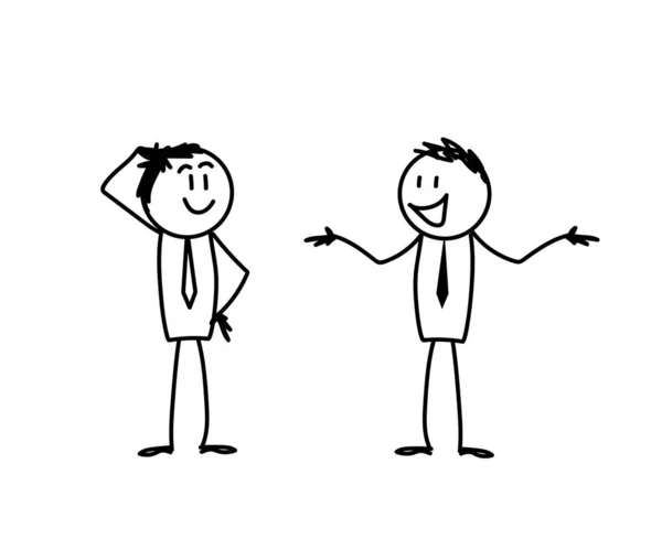 Deux Personnes Parlent Croquis Illustration Vectorielle Illustration De Stock