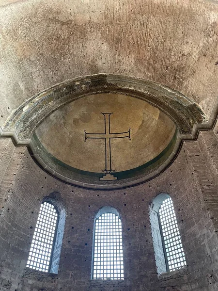 Old Church Building Big Windows Cross — стоковое фото