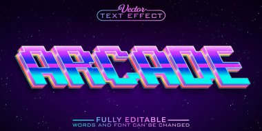Renkli Arcade Vektör Düzenlenebilir Metin Efekti Şablonu