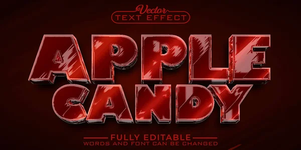 Red Apple Candy Editable Text Effect Template — Stockový vektor