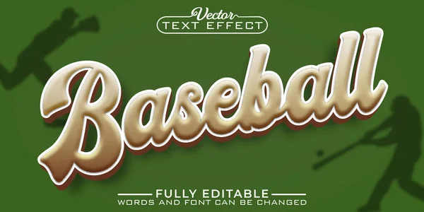 Baseball Sport Vector Editable Text Effect Template — Stockvector