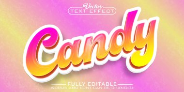 Çizgi film Renkli Şeker Vektörü Düzenlenebilir Metin Efekti Şablonu