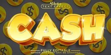 Çizgi film Altın Para Vektörü Düzenlenebilir Metin Efekti Şablonu