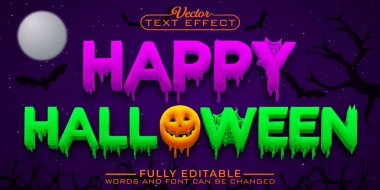 Mutlu Cadılar Bayramı Balkabağı Düzenlenebilir Metin Efekti Şablonu