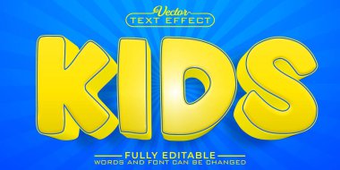 Sarı Çizgi Film Çocukları Vektör Düzenlenebilir Metin Efekti Şablonu