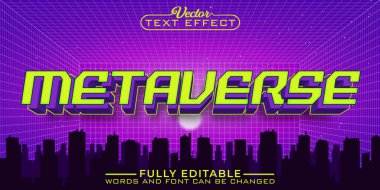 Gelecekçi Metaverse Vektör Düzenlenebilir Metin Efekti Şablonu