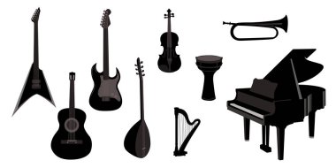 Musical Instruments Silhouette Set