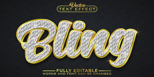 Luxury Golden Diamond Bling Editable Text Effect Template — Vector de stock