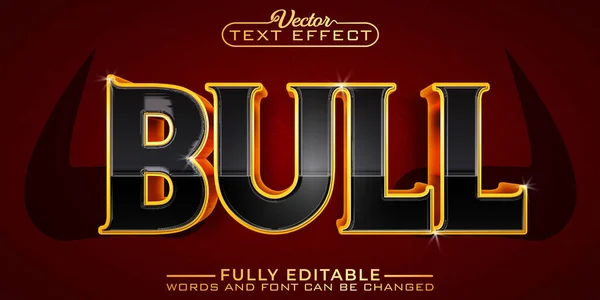 Black Gold Bull Vector Editable Text Effect Template —  Vetores de Stock