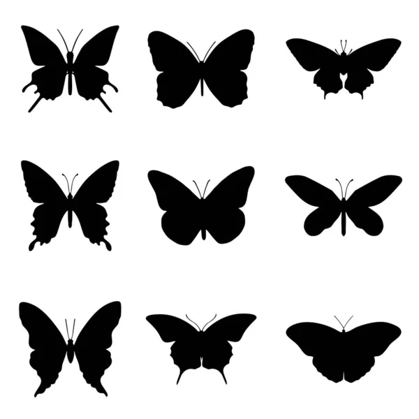 Butterfly Vector Silhouette Set — Stock Vector