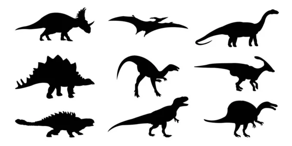Dinosaurs Vector Silhouette Set — 图库矢量图片