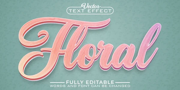 Soft Floral Editable Text Effect Template — Stockvector