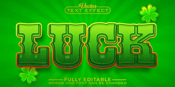 Cartoon Gambling Green Luck Vector Editable Text Effect Template — Stockvector