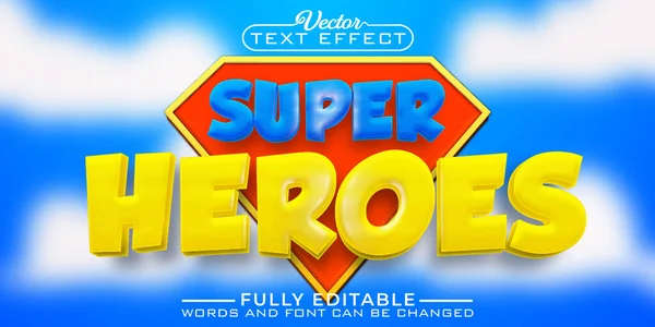 Desenhos Animados Super Heróis Vetor Editável Texto Efeito Modelo —  Vetores de Stock