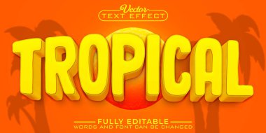Çizgi film Sarı Tropikal Vektör Düzenlenebilir Metin Efekti Şablonu