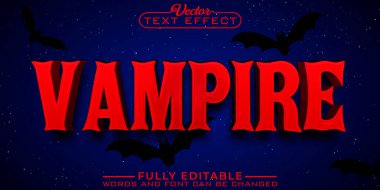 Korku Kırmızı Vampiri Düzenlenebilir Metin Efekti Şablonu