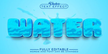 Çizgi film Mavi Su Vektörü Düzenlenebilir Metin Efekti Şablonu