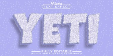 White Furry Yeti Vector Editable Text Effect Template