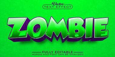 Cartoon Green And Purple Zombie Vector Editable Text Effect Temp