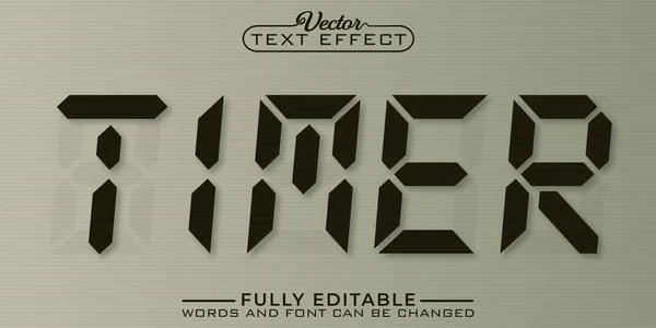 Digital Clock Timer Vector Editable Text Effect Template — Vector de stock