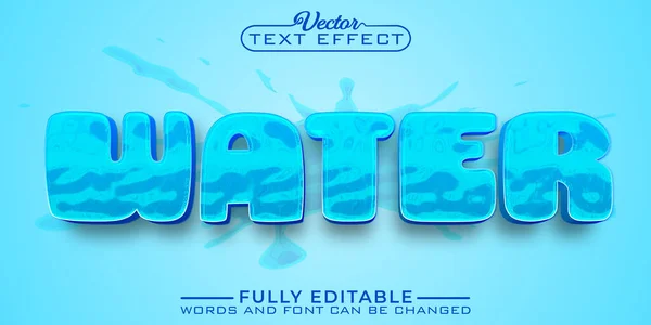 Cartoon Blue Water Vector Editable Text Effect Template — Vetor de Stock