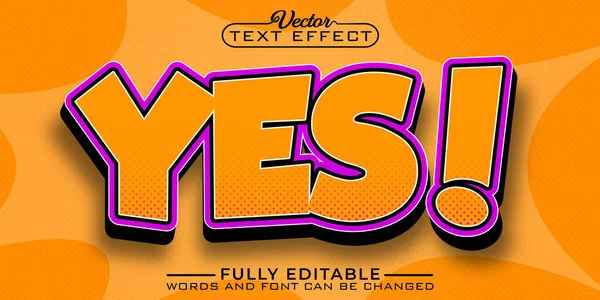 Cartoon Pop Art Yes Vector Editable Text Effect Template — Stockový vektor