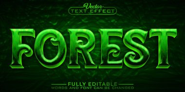Çizgi film Yeşil Orman Vektörü Düzenlenebilir Metin Efekti Şablonu