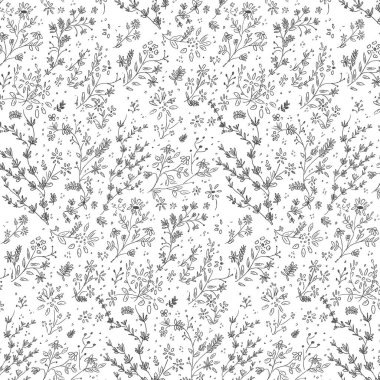 Çiçek Vektör Eli Çizim Deseni