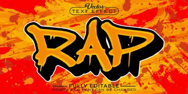 Renkli Graffiti Rap Vektör Düzenlenebilir Metin Efekti Şablonu