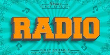 Klasik Turuncu Radyo Vektörü Düzenlenebilir Metin Efekti Şablonu