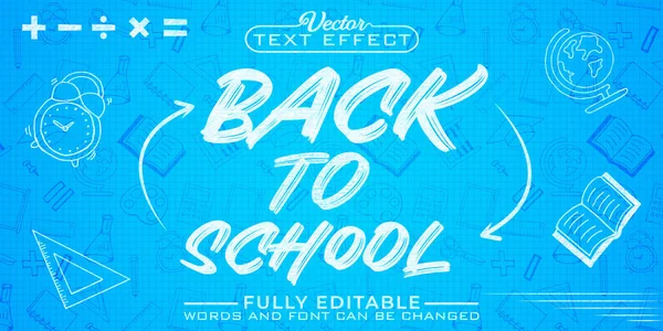 Chalk Back School Vector Editable Text Effect Template — стоковый вектор