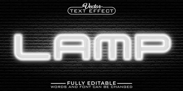 Neon White Lamp Vector Editable Text Effect Template — Image vectorielle