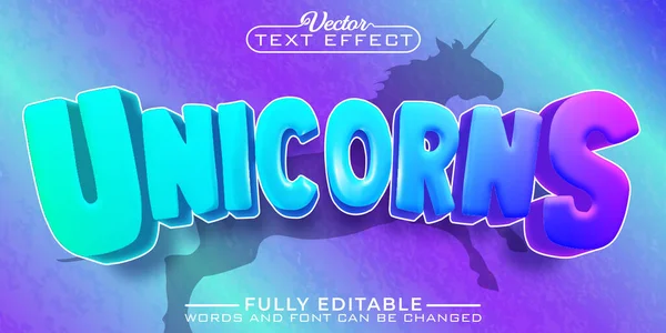 Cartoon Colorfull Unicorns Vector Editable Text Effect Template — Stockvector
