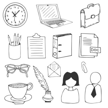 Okul Sabit El Çizim Vektörü Görüntü Nesneleri Ayarlandı