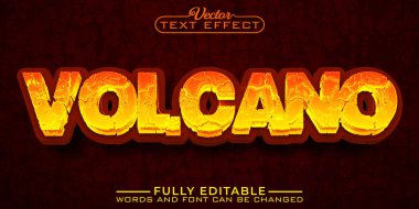 Çizgi film Lav Volkanı Vektör Düzenlenebilir Metin Efekti Şablonu
