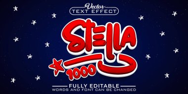 Çizgi film Kırmızı Stella 1000 Vektör Düzenlenebilir Metin Efekti Şablonu
