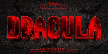 Korku Kırmızı Drakula Vektörü Düzenlenebilir Metin Efekti Şablonu