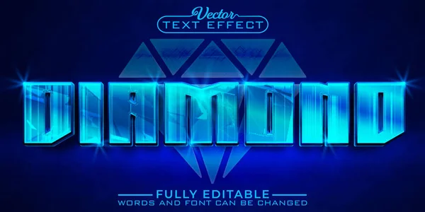 Luxe Bleu Brillant Gemmes Diamant Vecteur Modifiable Effet Texte Templ — Image vectorielle