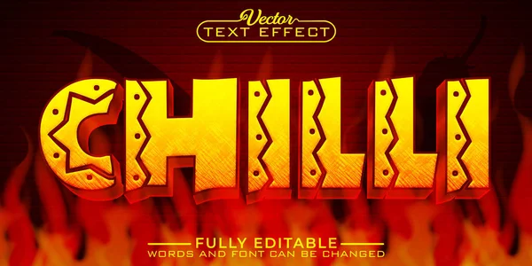 Cartoon Orange Hot Chilli Pepper Vektör Düzenleme Metni Efekti
