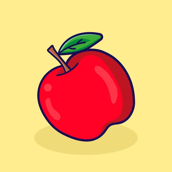 Czerwony Wektor Apple Edytowalny Kolorowy Rysunek Ilustracja — Wektor stockowy