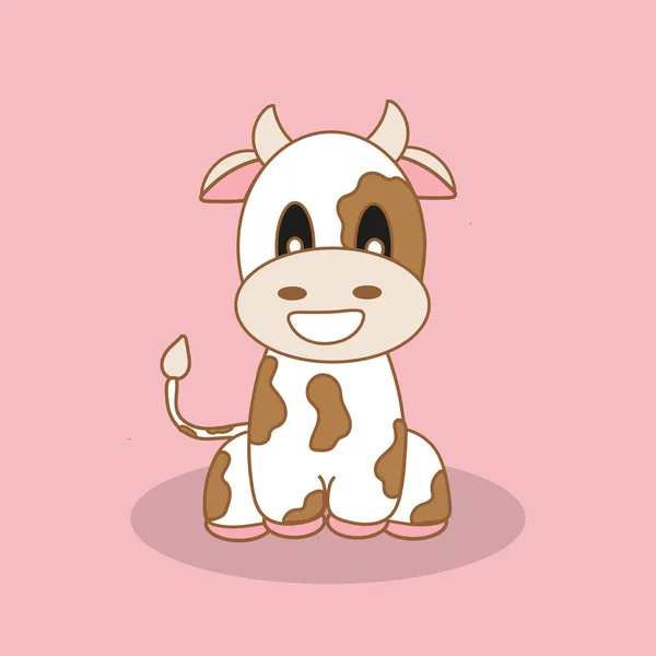 Cute Farm Animal Cow Vector Editable Colorful Drawing — 스톡 벡터