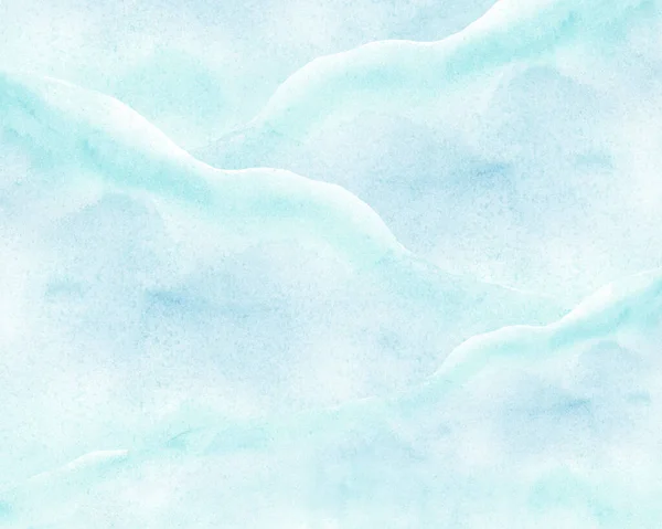Watercolor background, mountains and sky, hills, pale mint, turquoise, light green.