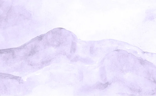 Watercolor background, mountains and sky, hills, pale purple.